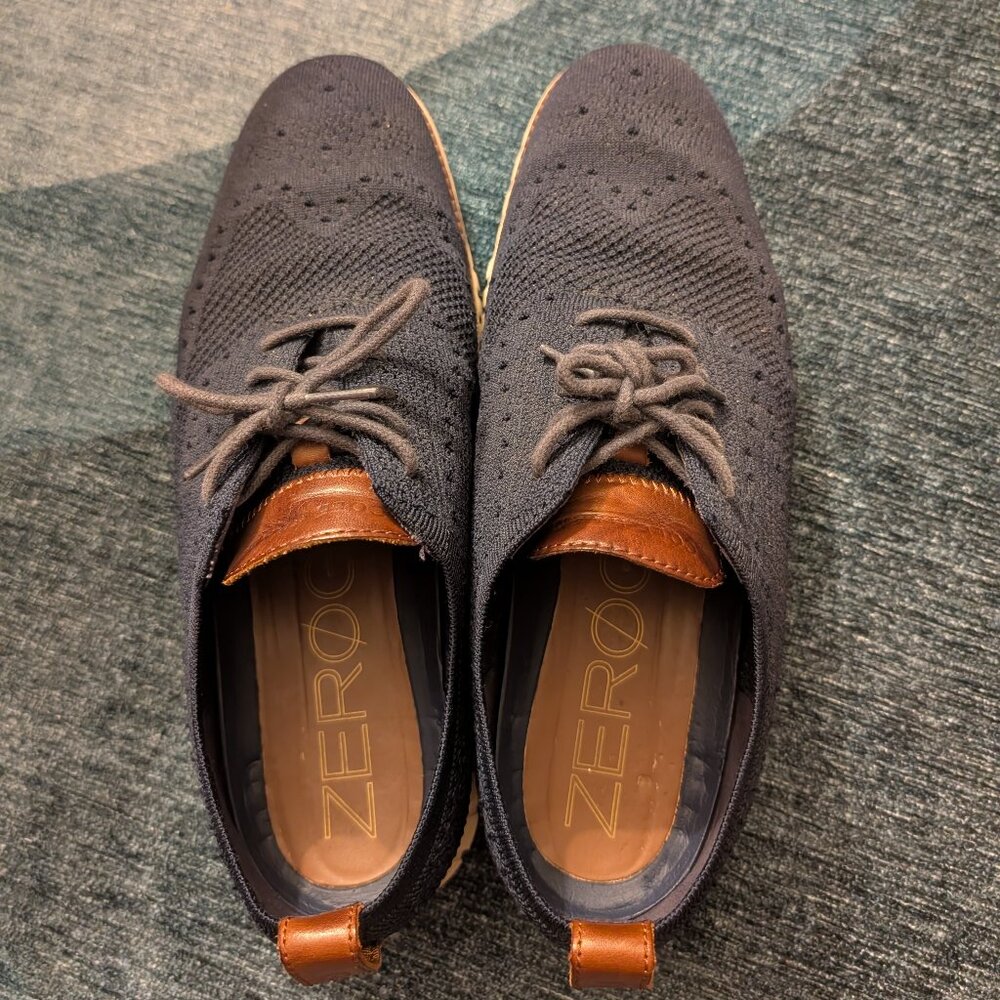 Cole Haan Zerogrand Stitchlite Wingtip Oxford Blue - Men's Size 9